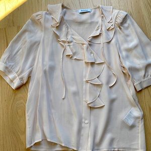 100% silk Rodebjer ruffled blush blouse